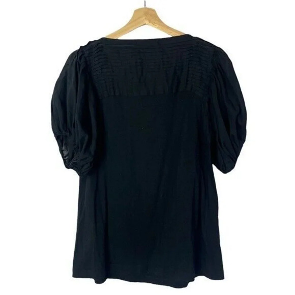 BCBGMaxazria Black Balloon Round Neck Short Sleeve Top L - Picture 3 of 3